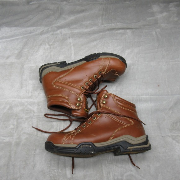 Roper Mens 11 Boots Brown Leather Rain Rugged Work Lace‎ Up Horseshoe Calf Hike - Picture 4 of 15